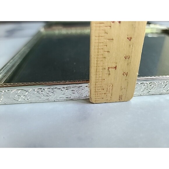 Floral Silver Tone Metal Folding Desktop Picture Frame Vintage - Picture 9 of 10